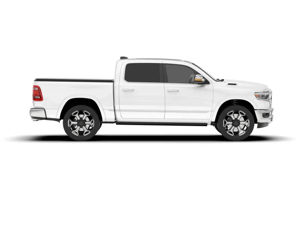 Biały Pickup Odizolowany Tle Renderowanie Ilustracja — Zdjęcie stockowe