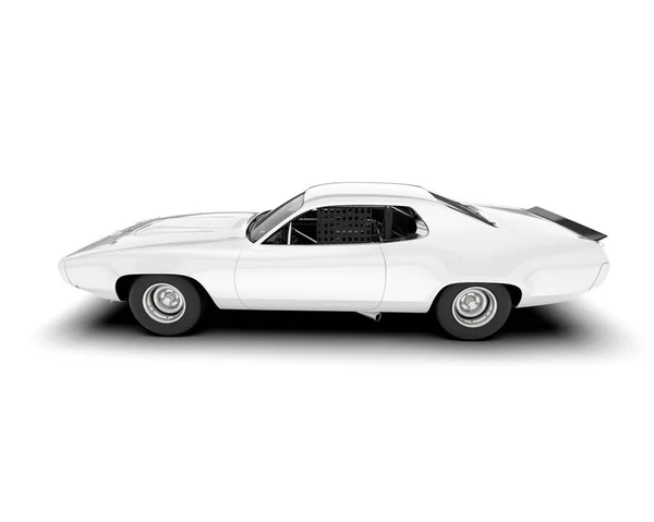 Biały Samochód Wyścigowy Odizolowany Tle Renderowanie Ilustracja — Zdjęcie stockowe
