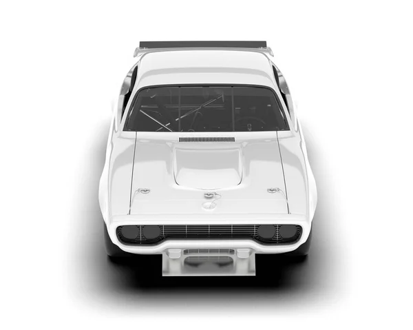 Carro Corrida Branco Isolado Fundo Renderização Ilustração — Fotografia de Stock