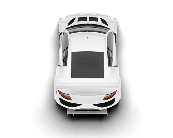Carro Corrida Branco Isolado Fundo Renderização Ilustração — Fotografia de Stock