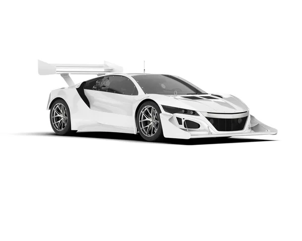 stock image White race car isolated on background. 3d rendering - illustration