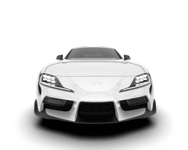 Beyaz arka planda izole edilmiş beyaz spor araba. 3d görüntüleme - illüstrasyon