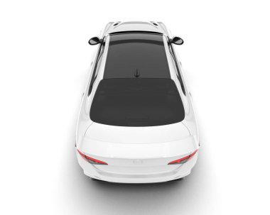 Beyaz arka planda izole edilmiş beyaz spor araba. 3d görüntüleme - illüstrasyon