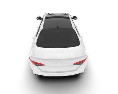 Beyaz arka planda izole edilmiş beyaz spor araba. 3d görüntüleme - illüstrasyon