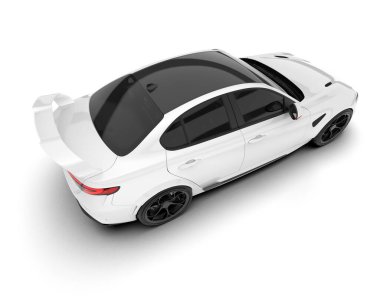 Beyaz arka planda izole edilmiş beyaz spor araba. 3d görüntüleme - illüstrasyon