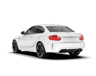 Beyaz arka planda izole edilmiş beyaz spor araba. 3d görüntüleme - illüstrasyon