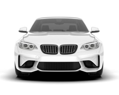 Beyaz arka planda izole edilmiş beyaz spor araba. 3d görüntüleme - illüstrasyon