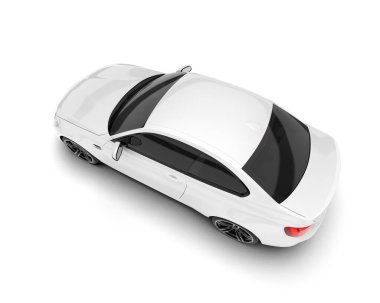 Beyaz arka planda izole edilmiş beyaz spor araba. 3d görüntüleme - illüstrasyon