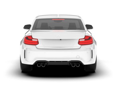 Beyaz arka planda izole edilmiş beyaz spor araba. 3d görüntüleme - illüstrasyon