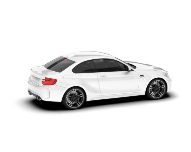 Beyaz arka planda izole edilmiş beyaz spor araba. 3d görüntüleme - illüstrasyon