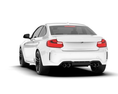 Beyaz arka planda izole edilmiş beyaz spor araba. 3d görüntüleme - illüstrasyon