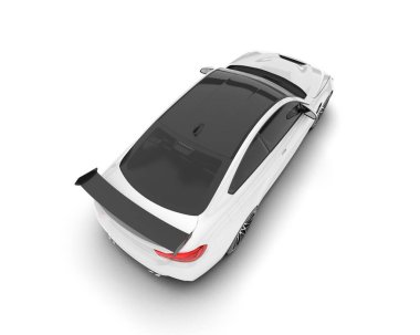 Beyaz arka planda izole edilmiş beyaz spor araba. 3d görüntüleme - illüstrasyon