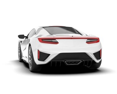 Beyaz arka planda izole edilmiş beyaz spor araba. 3d görüntüleme - illüstrasyon