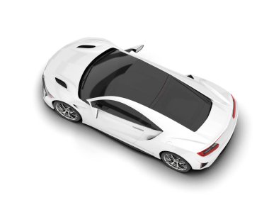 Beyaz arka planda izole edilmiş beyaz spor araba. 3d görüntüleme - illüstrasyon