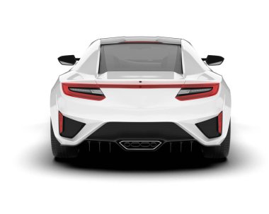 Beyaz arka planda izole edilmiş beyaz spor araba. 3d görüntüleme - illüstrasyon