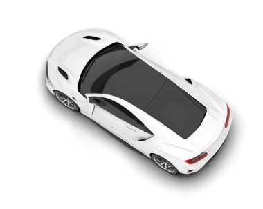 Beyaz arka planda izole edilmiş beyaz spor araba. 3d görüntüleme - illüstrasyon