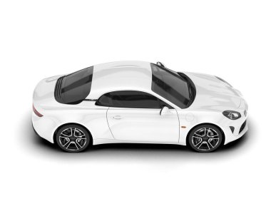 Beyaz arka planda izole edilmiş beyaz spor araba. 3d görüntüleme - illüstrasyon