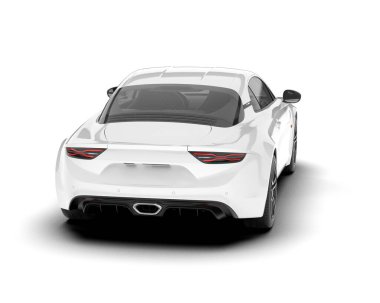 Beyaz arka planda izole edilmiş beyaz spor araba. 3d görüntüleme - illüstrasyon