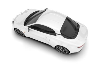 Beyaz arka planda izole edilmiş beyaz spor araba. 3d görüntüleme - illüstrasyon