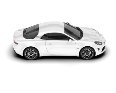 Beyaz arka planda izole edilmiş beyaz spor araba. 3d görüntüleme - illüstrasyon