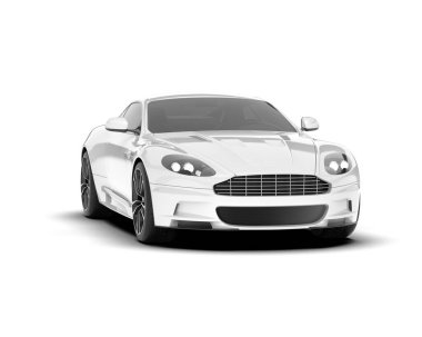 Beyaz arka planda izole edilmiş beyaz spor araba. 3d görüntüleme - illüstrasyon