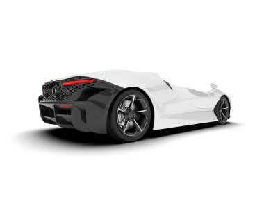 Beyaz arka planda izole edilmiş beyaz spor araba. 3d görüntüleme - illüstrasyon