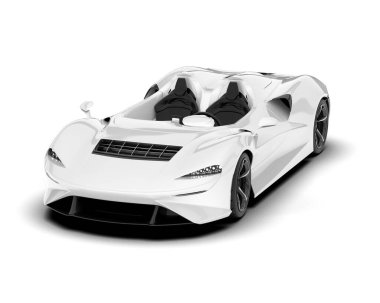 Beyaz arka planda izole edilmiş beyaz spor araba. 3d görüntüleme - illüstrasyon