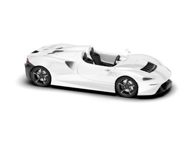 Beyaz arka planda izole edilmiş beyaz spor araba. 3d görüntüleme - illüstrasyon