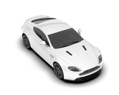 Beyaz arka planda izole edilmiş beyaz spor araba. 3d görüntüleme - illüstrasyon