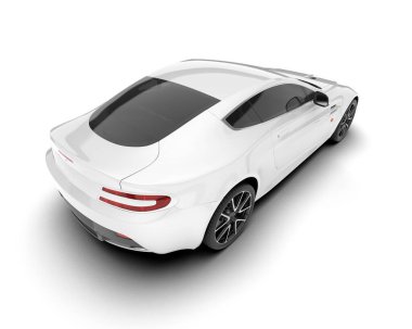 Beyaz arka planda izole edilmiş beyaz spor araba. 3d görüntüleme - illüstrasyon