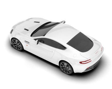 Beyaz arka planda izole edilmiş beyaz spor araba. 3d görüntüleme - illüstrasyon