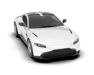 Beyaz arka planda izole edilmiş beyaz spor araba. 3d görüntüleme - illüstrasyon