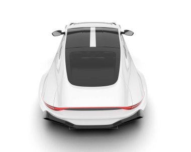 Beyaz arka planda izole edilmiş beyaz spor araba. 3d görüntüleme - illüstrasyon