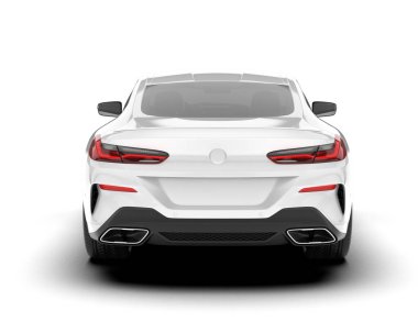 Beyaz arka planda izole edilmiş beyaz spor araba. 3d görüntüleme - illüstrasyon