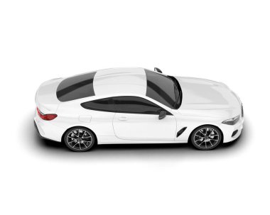 Beyaz arka planda izole edilmiş beyaz spor araba. 3d görüntüleme - illüstrasyon