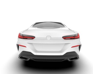 Beyaz arka planda izole edilmiş beyaz spor araba. 3d görüntüleme - illüstrasyon