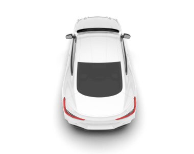 Beyaz arka planda izole edilmiş beyaz spor araba. 3d görüntüleme - illüstrasyon