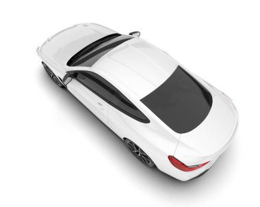 Beyaz arka planda izole edilmiş beyaz spor araba. 3d görüntüleme - illüstrasyon