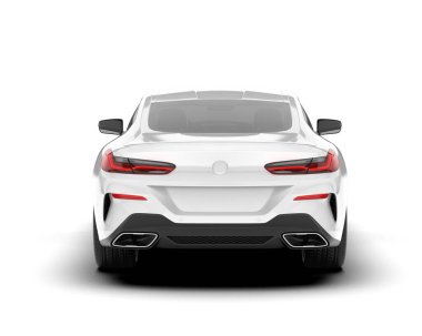 Beyaz arka planda izole edilmiş beyaz spor araba. 3d görüntüleme - illüstrasyon