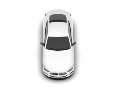 Beyaz arka planda izole edilmiş beyaz spor araba. 3d görüntüleme - illüstrasyon