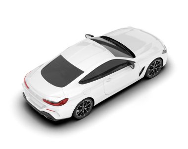 Beyaz arka planda izole edilmiş beyaz spor araba. 3d görüntüleme - illüstrasyon