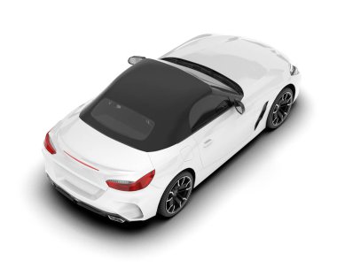 Beyaz arka planda izole edilmiş beyaz spor araba. 3d görüntüleme - illüstrasyon