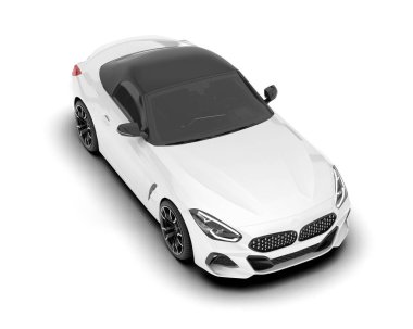 Beyaz arka planda izole edilmiş beyaz spor araba. 3d görüntüleme - illüstrasyon