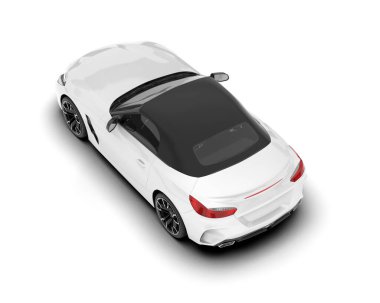 Beyaz arka planda izole edilmiş beyaz spor araba. 3d görüntüleme - illüstrasyon