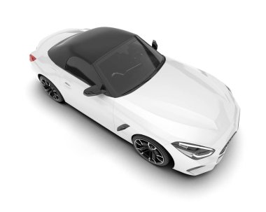 Beyaz arka planda izole edilmiş beyaz spor araba. 3d görüntüleme - illüstrasyon