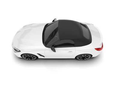 Beyaz arka planda izole edilmiş beyaz spor araba. 3d görüntüleme - illüstrasyon