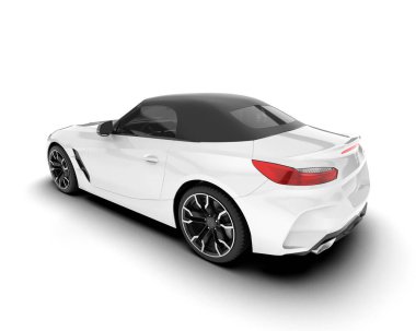 Beyaz arka planda izole edilmiş beyaz spor araba. 3d görüntüleme - illüstrasyon