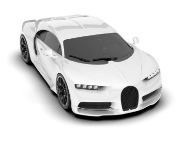 Beyaz arka planda izole edilmiş beyaz spor araba. 3d görüntüleme - illüstrasyon