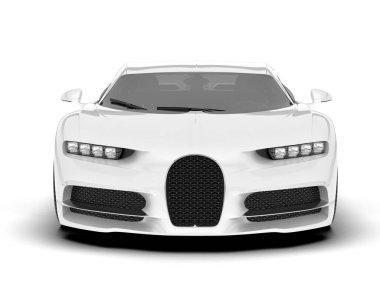 Beyaz arka planda izole edilmiş beyaz spor araba. 3d görüntüleme - illüstrasyon