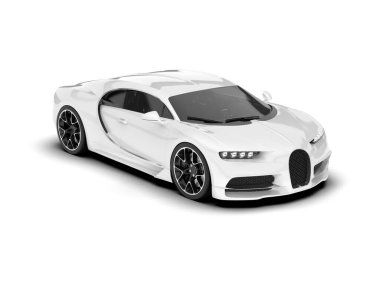 Beyaz arka planda izole edilmiş beyaz spor araba. 3d görüntüleme - illüstrasyon